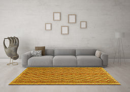 Machine Washable Southwestern Yellow Country Rug in a Living Room, wshtr32yw