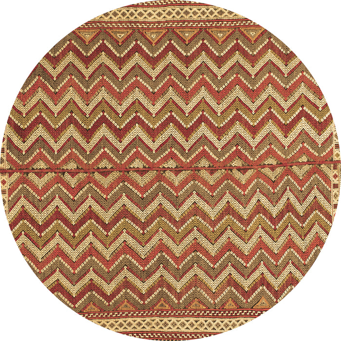 Round Southwestern Brown Country Rug, tr32brn