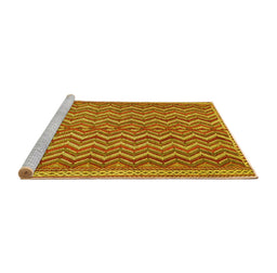 Sideview of Machine Washable Southwestern Yellow Country Rug, wshtr32yw