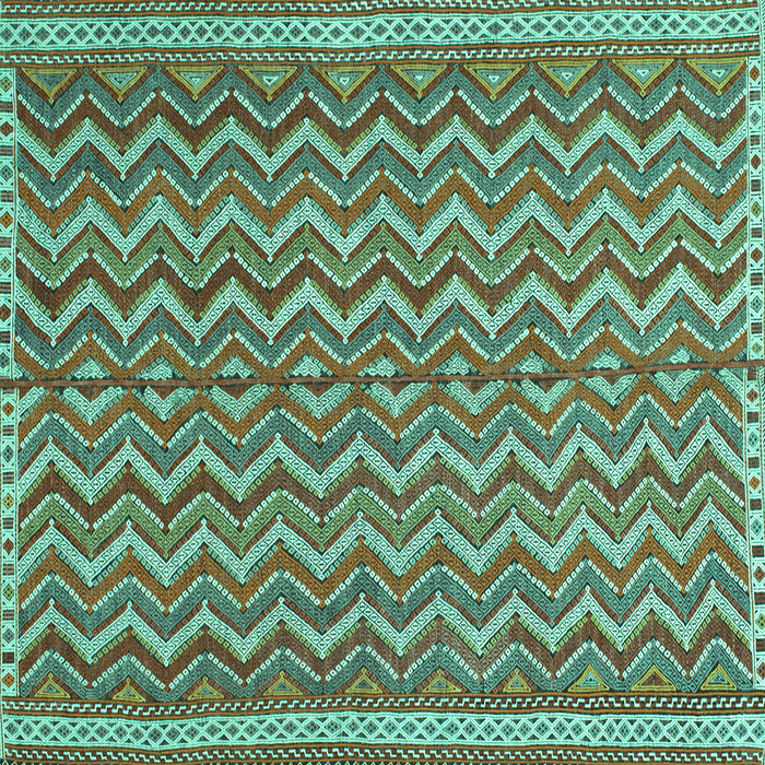 Square Southwestern Turquoise Country Rug, tr32turq