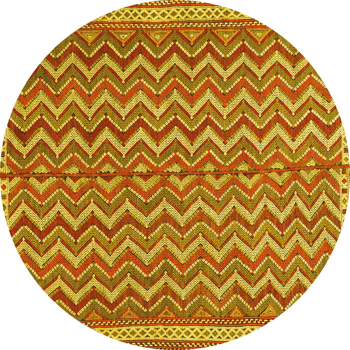 Round Southwestern Yellow Country Rug, tr32yw