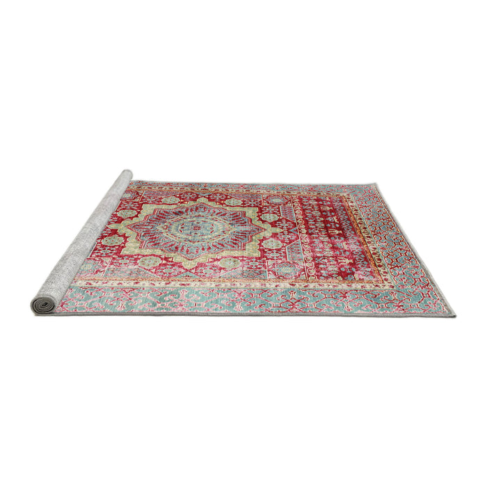 Sideview of Machine Washable Traditional Pale Silver Gray Rug, wshtr330