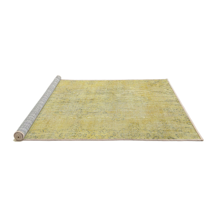 Sideview of Machine Washable Traditional Metallic Gold Rug, wshtr3300