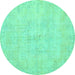 Round Persian Turquoise Traditional Rug, tr3300turq