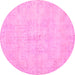 Round Persian Pink Traditional Rug, tr3300pnk