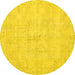 Round Machine Washable Persian Yellow Traditional Rug, wshtr3300yw