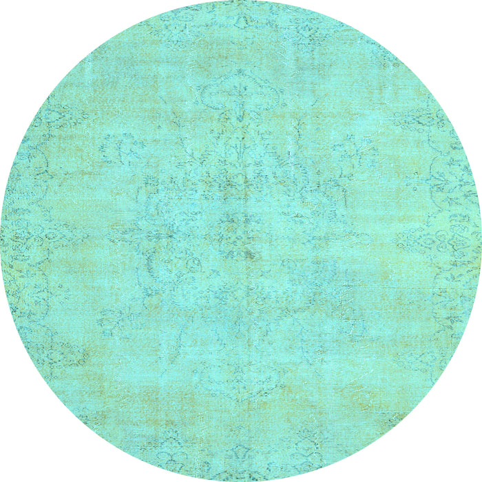 Round Machine Washable Persian Light Blue Traditional Rug, wshtr3300lblu