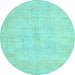 Round Persian Light Blue Traditional Rug, tr3300lblu