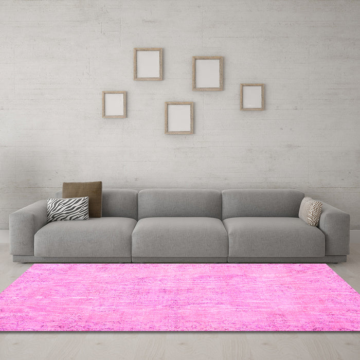 Machine Washable Persian Pink Traditional Rug in a Living Room, wshtr3300pnk