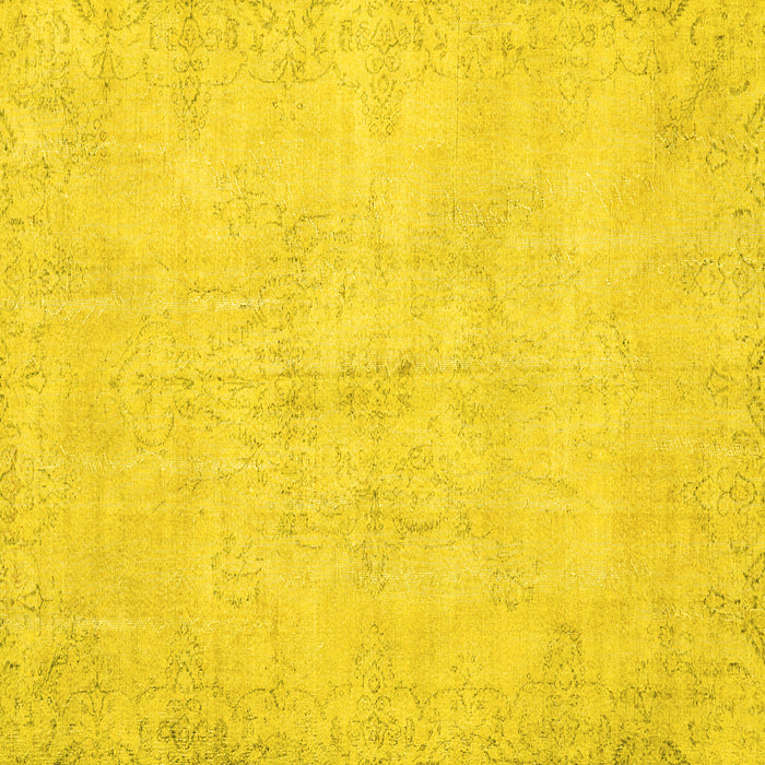 Square Machine Washable Persian Yellow Traditional Rug, wshtr3300yw