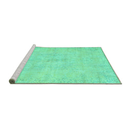 Sideview of Machine Washable Persian Turquoise Traditional Area Rugs, wshtr3300turq