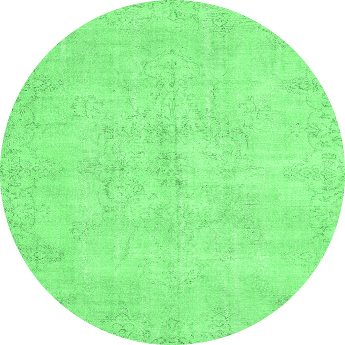 Round Machine Washable Persian Emerald Green Traditional Area Rugs, wshtr3300emgrn