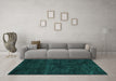 Machine Washable Persian Turquoise Bohemian Area Rugs in a Living Room,, wshtr3301turq