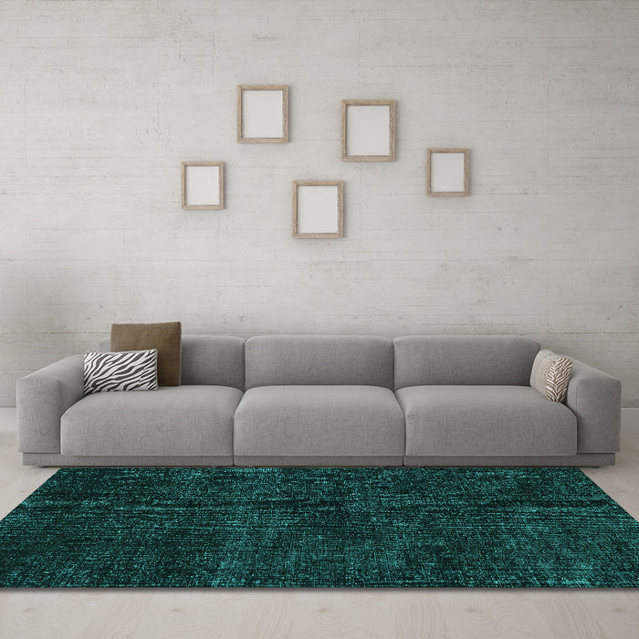 Machine Washable Persian Turquoise Bohemian Area Rugs in a Living Room,, wshtr3301turq