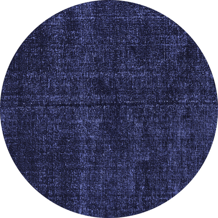 Round Machine Washable Persian Blue Bohemian Rug, wshtr3301blu