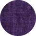 Round Machine Washable Persian Purple Bohemian Area Rugs, wshtr3301pur