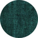 Round Persian Turquoise Bohemian Rug, tr3301turq