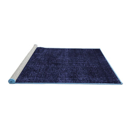 Sideview of Machine Washable Persian Blue Bohemian Rug, wshtr3301blu