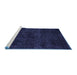 Sideview of Machine Washable Persian Blue Bohemian Rug, wshtr3301blu