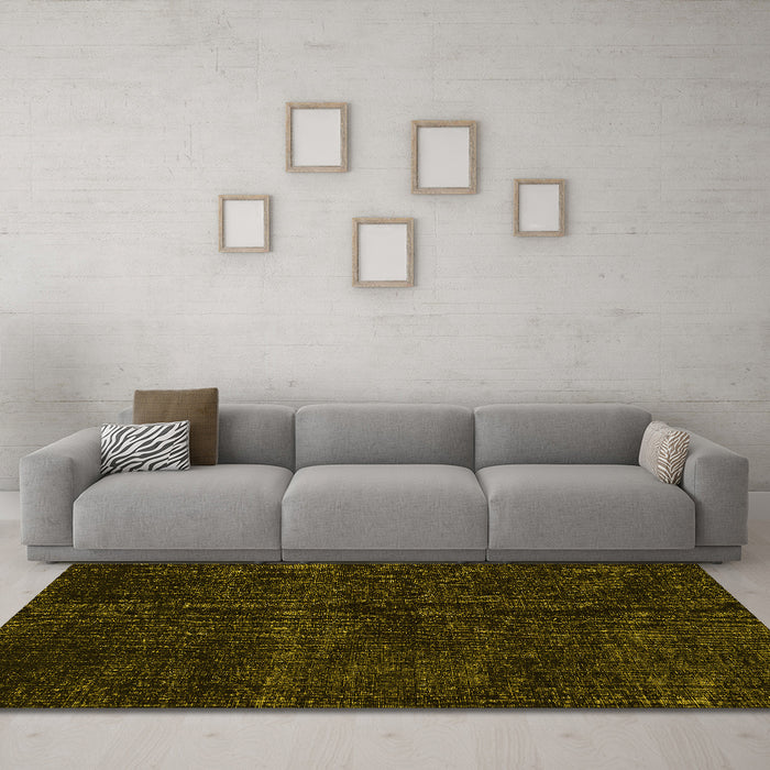 Machine Washable Persian Yellow Bohemian Rug in a Living Room, wshtr3301yw