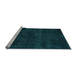 Sideview of Machine Washable Persian Light Blue Bohemian Rug, wshtr3301lblu