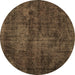 Round Persian Brown Traditional Rug, tr3302brn