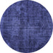 Round Persian Blue Traditional Rug, tr3302blu