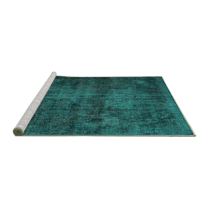 Sideview of Machine Washable Persian Turquoise Traditional Area Rugs, wshtr3302turq