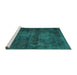 Sideview of Machine Washable Persian Turquoise Traditional Area Rugs, wshtr3302turq