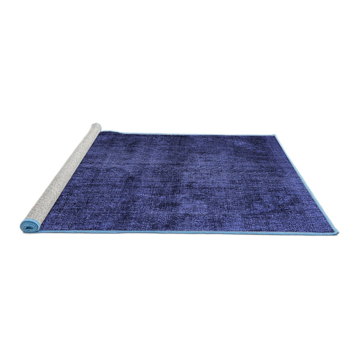 Sideview of Machine Washable Persian Blue Traditional Rug, wshtr3302blu