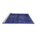 Sideview of Machine Washable Persian Blue Traditional Rug, wshtr3302blu