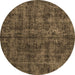 Round Persian Brown Traditional Rug, tr3303brn