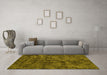 Machine Washable Persian Yellow Traditional Rug in a Living Room, wshtr3303yw