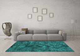 Machine Washable Persian Turquoise Traditional Area Rugs in a Living Room,, wshtr3303turq