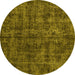 Round Machine Washable Persian Yellow Traditional Rug, wshtr3303yw