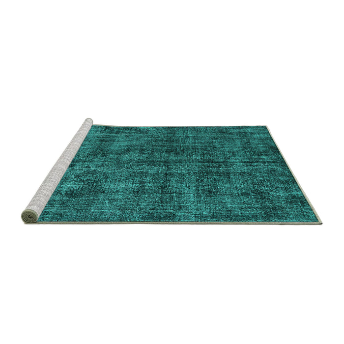 Sideview of Machine Washable Persian Turquoise Traditional Area Rugs, wshtr3303turq