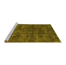Sideview of Machine Washable Persian Yellow Traditional Rug, wshtr3303yw
