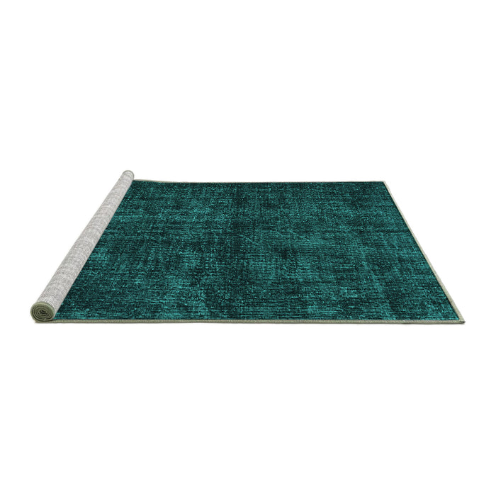 Sideview of Machine Washable Persian Turquoise Bohemian Area Rugs, wshtr3304turq