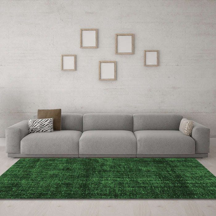 Machine Washable Persian Emerald Green Bohemian Area Rugs in a Living Room,, wshtr3304emgrn