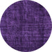 Round Machine Washable Persian Purple Bohemian Area Rugs, wshtr3304pur