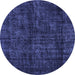 Round Machine Washable Persian Blue Bohemian Rug, wshtr3304blu