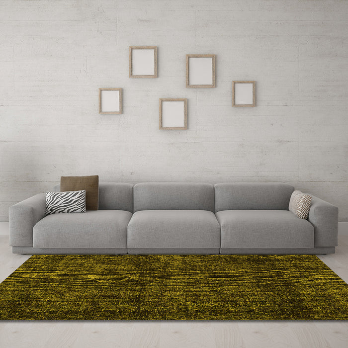 Machine Washable Persian Yellow Bohemian Rug in a Living Room, wshtr3304yw