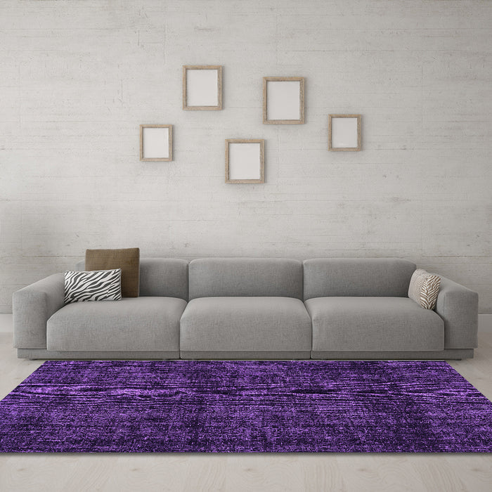 Machine Washable Persian Purple Bohemian Area Rugs in a Living Room, wshtr3304pur