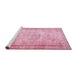 Sideview of Machine Washable Traditional Dark Pink Rug, wshtr3305