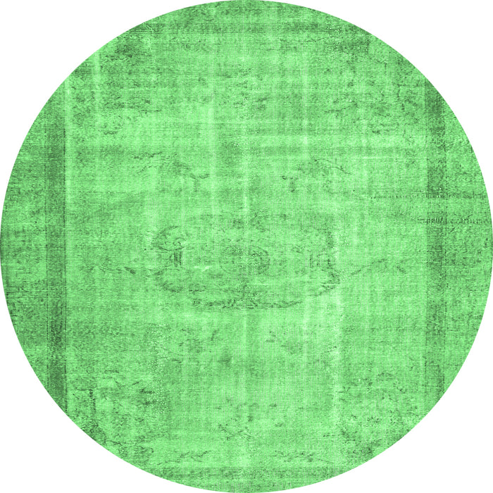 Round Machine Washable Persian Emerald Green Bohemian Area Rugs, wshtr3305emgrn