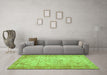 Machine Washable Persian Green Bohemian Area Rugs in a Living Room,, wshtr3305grn