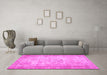 Machine Washable Persian Pink Bohemian Rug in a Living Room, wshtr3305pnk