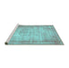 Sideview of Machine Washable Persian Turquoise Bohemian Area Rugs, wshtr3305turq