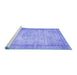 Sideview of Machine Washable Persian Blue Bohemian Rug, wshtr3305blu