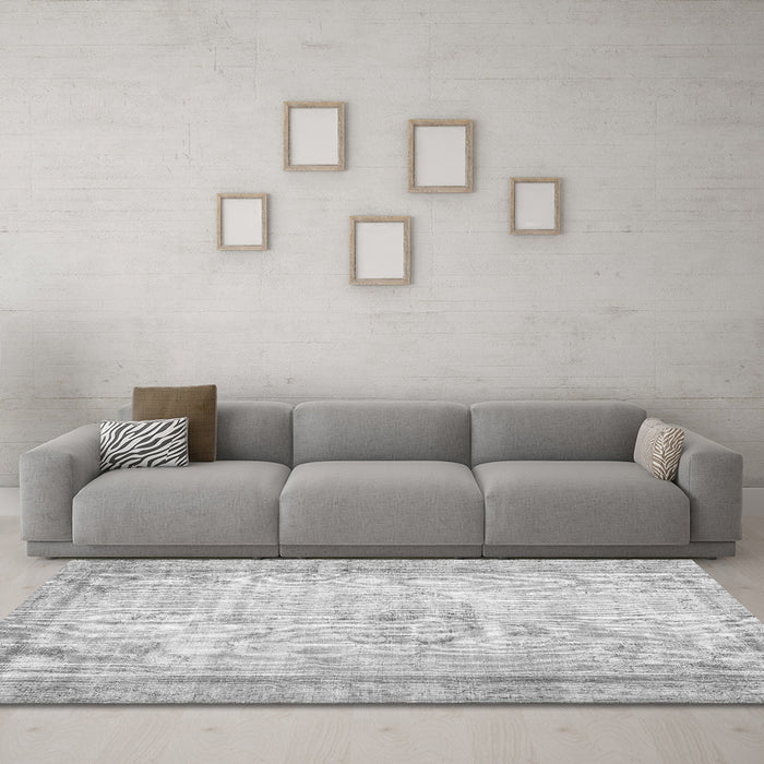 Machine Washable Persian Gray Bohemian Rug in a Living Room,, wshtr3305gry